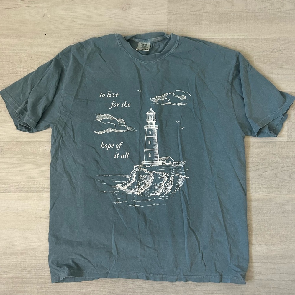 Comfort Colors Women’s Taylor Swift Inspired Slate Blue Lighthouse Tee